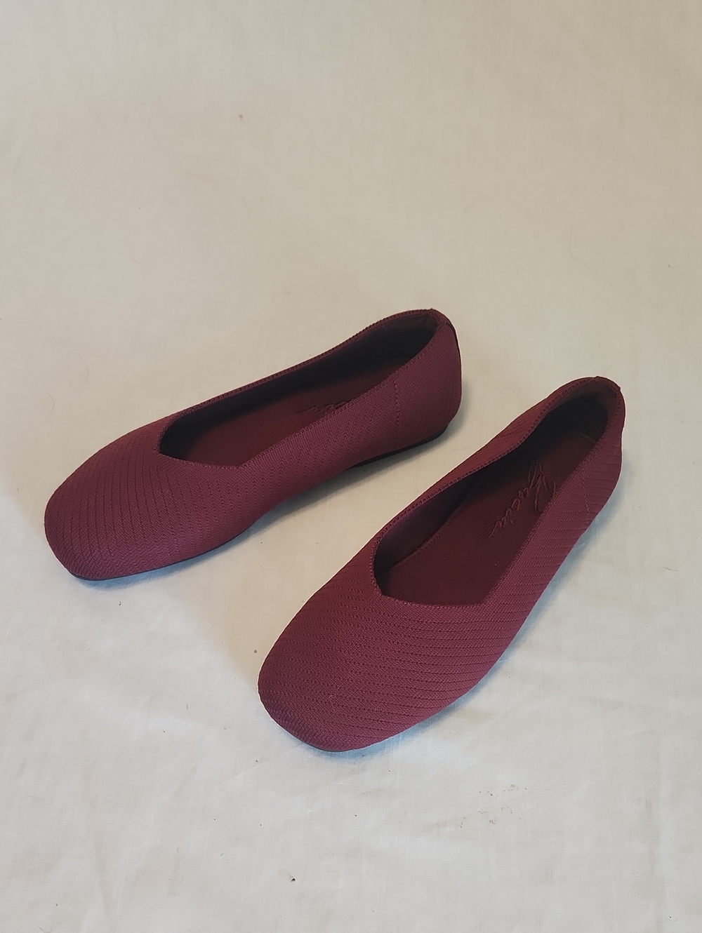 Women's Knit Ballet Flats in Burgundy — Lightweight Slip-On